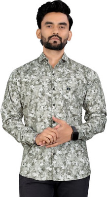 ISUEL FAB Men Printed Formal Gold Shirt