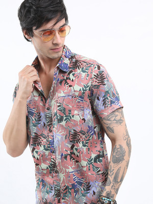 HIGHLANDER Men Printed Casual Green Shirt