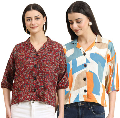 EKASYA Women Printed Casual Multicolor Shirt(Pack of 2)