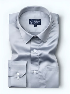 Sindon Rui Fashion Men Solid Casual Silver Shirt