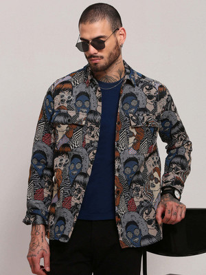 SHOWOFFFF Men Printed Casual Grey Shirt