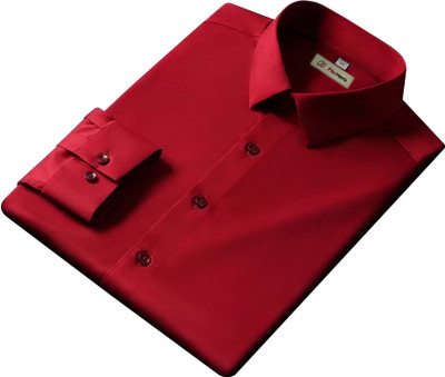 Filohevis Men Solid Formal Red Shirt
