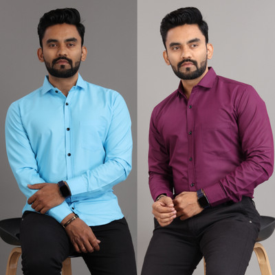 SOPANI Men Solid Casual Multicolor Shirt(Pack of 2)