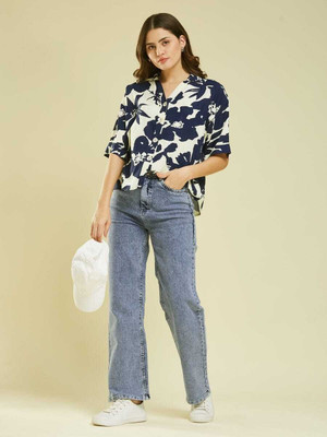 Leranath enterprise Women Floral Print Casual Blue Shirt
