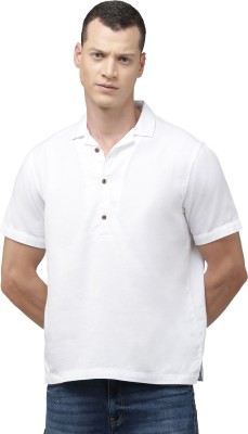 OOKO KAKA Men Solid Casual White Shirt