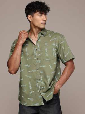 Roadster Men Printed Casual Green Shirt