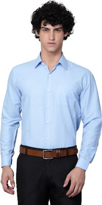 The style grove Men Solid Casual Light Blue Shirt