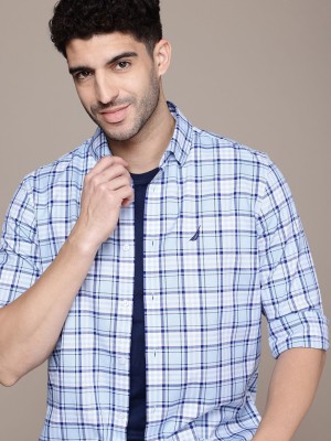 NAUTICA Men Checkered Casual Blue Shirt