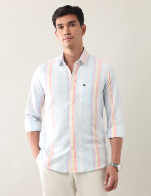 Arrow Sport Men Striped Casual Blue Shirt