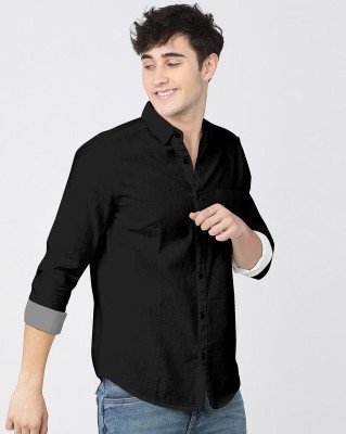 TANISHA FASHION Men Solid Casual Black Shirt