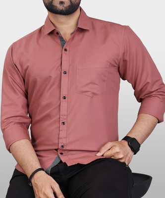 Selinta Men Solid Casual Pink Shirt