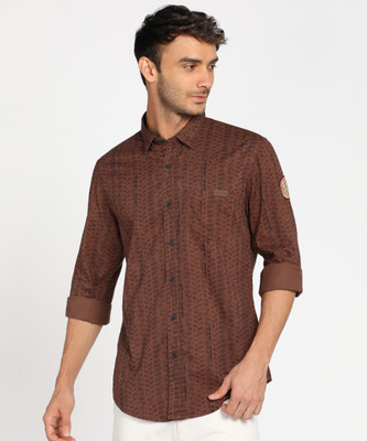 PETER ENGLAND Men Printed Casual Brown Shirt