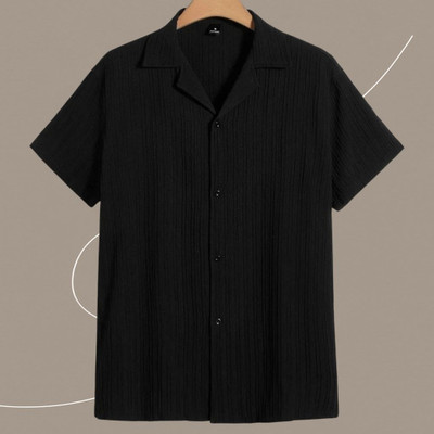 Dharamraj Fashion Men Self Design Casual Black Shirt