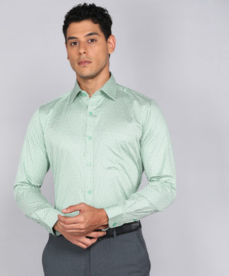 Raymond Men Self Design Formal Light Green Shirt