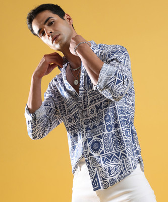 CAMPUS SUTRA Men Printed Casual Blue, White Shirt
