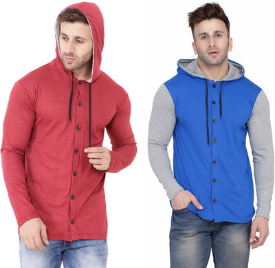 Money Leaf Men Solid Casual Multicolor Shirt(Pack of 2)
