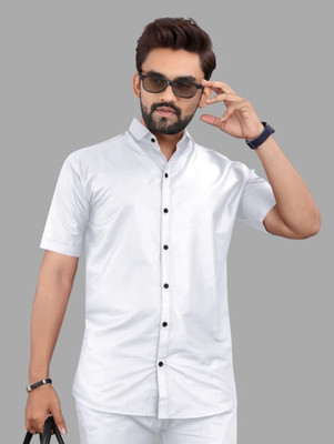 Radiance Creations Men Solid Casual White Shirt