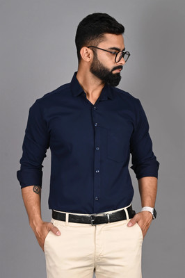 Arthz Fab Trend Men Solid Casual Dark Blue Shirt