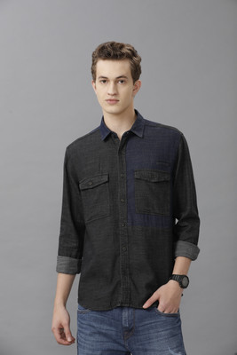 VOI JEANS Men Solid Casual Black Shirt