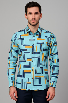 RUGRIX Men Printed Casual Light Blue Shirt