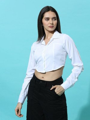 Mast & Harbour Women Solid Casual White Shirt