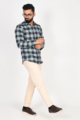 Tanip Men Checkered Casual Green Shirt