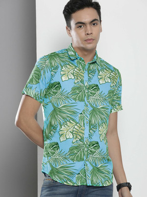 The Indian Garage Co. Men Floral Print Beach Wear Blue Shirt
