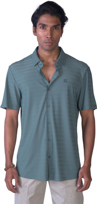 HEKTOR Men Self Design Casual Dark Green Shirt