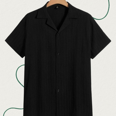 Dharamraj Fashion Men Self Design, Striped Casual Black Shirt