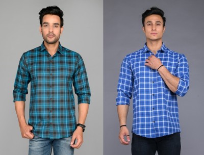 Tanip Men Checkered Casual Multicolor Shirt(Pack of 2)