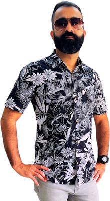 MAITREYO Men Printed Casual Black, White Shirt