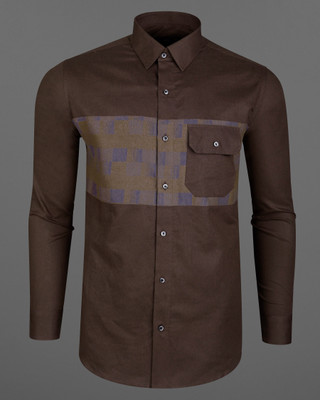 french crown Men Printed Casual Brown Shirt