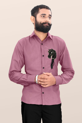 Tkgfashion Men Embroidered Party Black Shirt