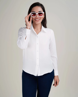 METRONAUT Women Solid Casual White Shirt