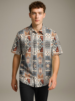 Bullmer Men Floral Print Casual Multicolor Shirt