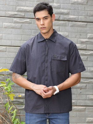 THOMAS SCOTT Men Solid Casual Grey Shirt