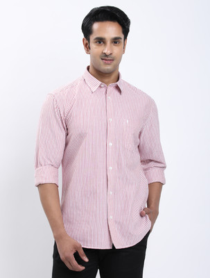 INDIAN TERRAIN Men Striped Casual Red Shirt