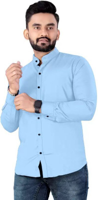 Style Nest Men Solid Casual Light Blue Shirt