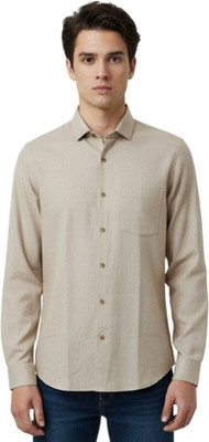 Miraque Men Solid Formal Beige Shirt