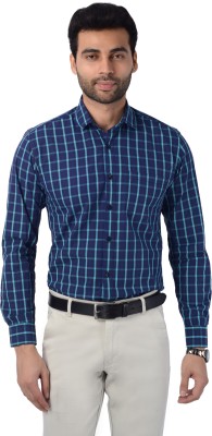 5TH ANFOLD Men Checkered Formal Blue Shirt