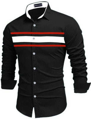 Plum Crazy Men Color Block Casual Black Shirt