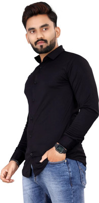 ALVIN ENTERPRISE Men Self Design Casual Black Shirt