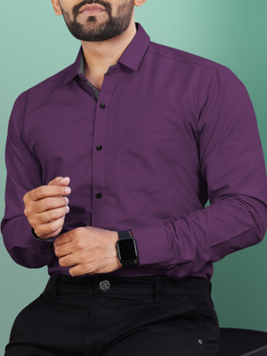 VeBNoR Men Solid Formal Purple Shirt