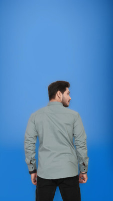 U AND J TREND Men Striped Casual Grey Shirt