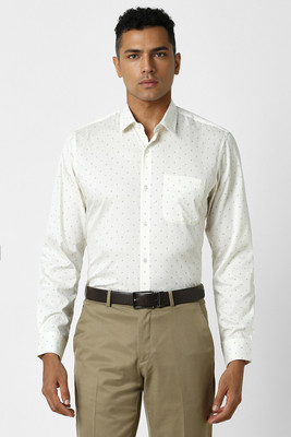 PETER ENGLAND Men Printed Casual Cream Shirt