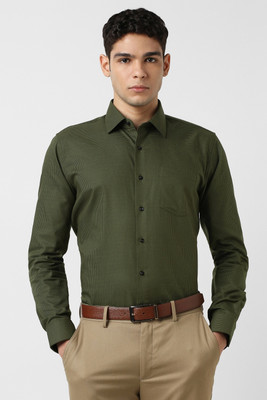 VAN HEUSEN Men Checkered Formal Green Shirt