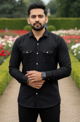 Sedum Sestri Men Solid Casual Black Shirt