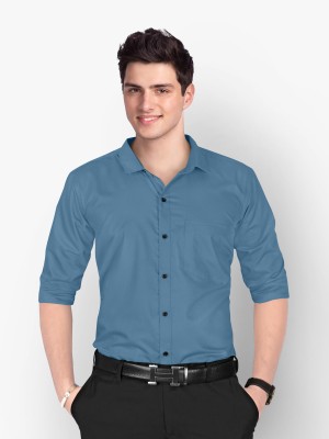 STONEBERG Men Solid Formal Blue Shirt