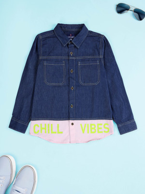 KiddoPanti Baby Boys Solid Casual Dark Blue Shirt