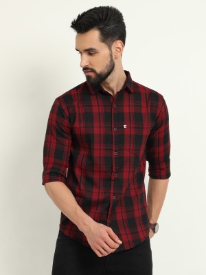 ALLWIN PAUL Men Checkered Casual Red Shirt